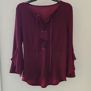 Chico's Burgundy Lace-Up Blouse